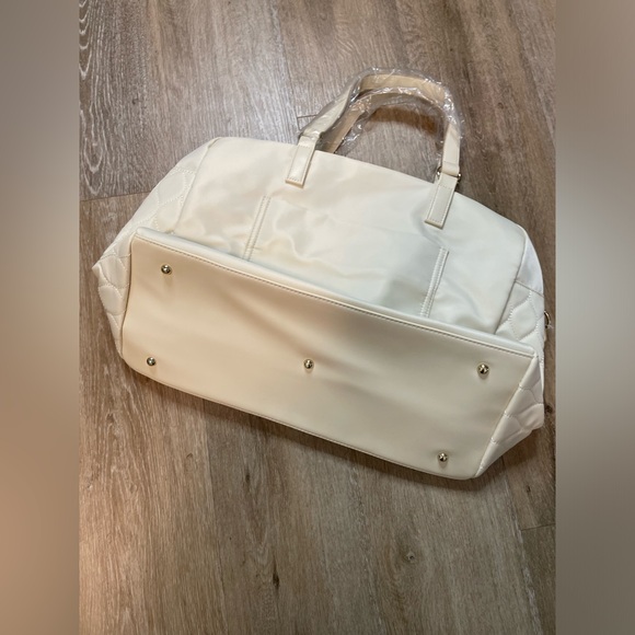 Bella Russo Cream White Quilted Weekender Duffle Bag Handbag - Picture 6 of 10